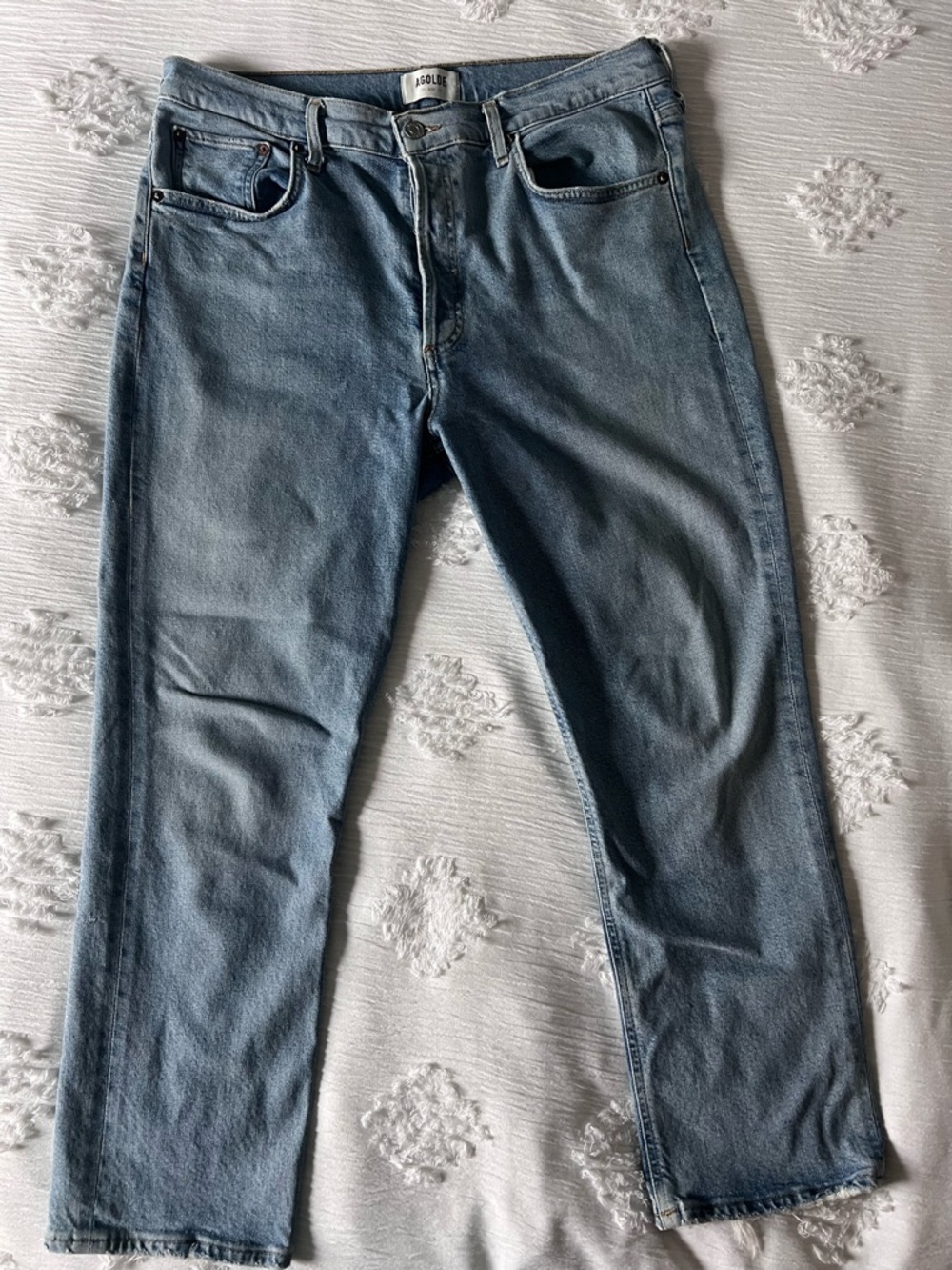 AGOLDE Riley Crop Jeans Size 31 High Rise Straight Leg Vintage Wash A056E-1255